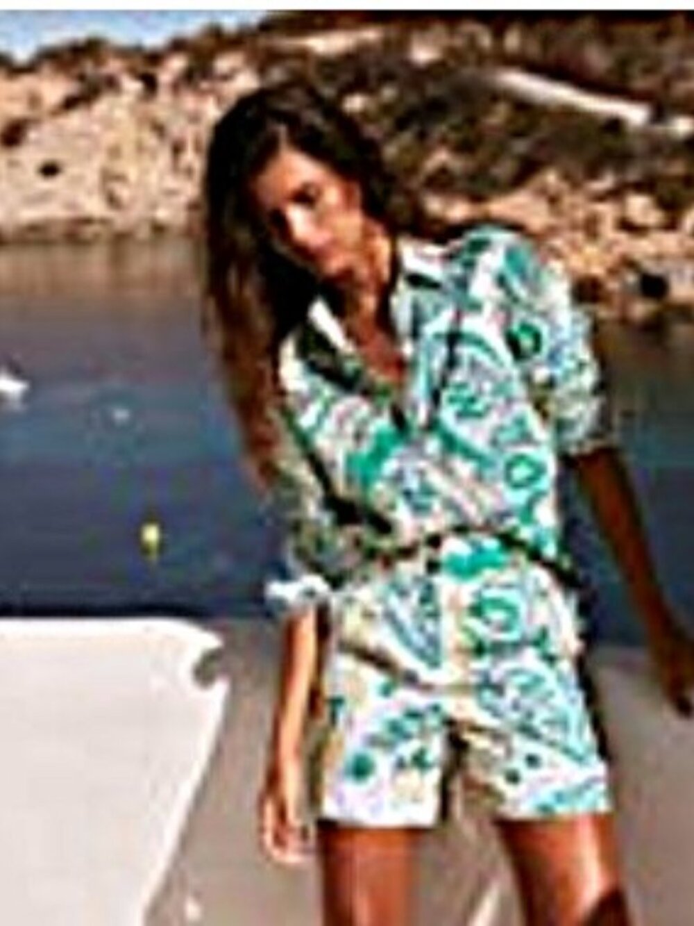 Boden Sienna Linen Shirt in Emerald Foliage Paisley Sz 4 - Picture 2 of 4